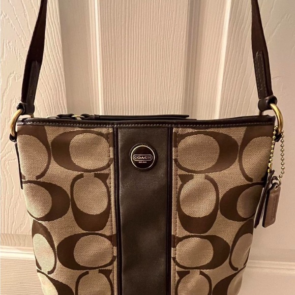 Coach Handbags - Coach Brown and Tan Signature Shoulder Bag